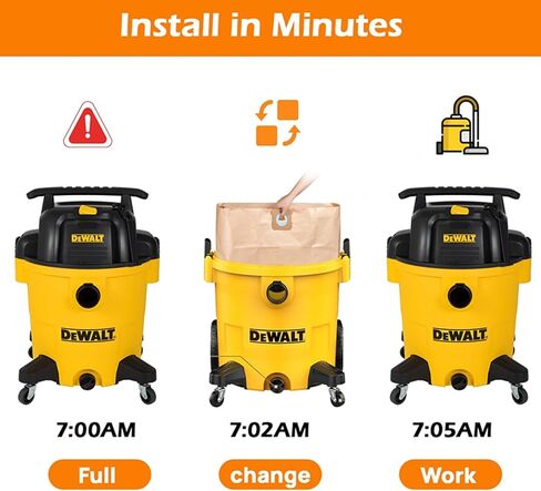 4 أكياس مكنسة كهربائية DXVA19-4101، متوافقة مع مكانس متجر DEWALT الرطبة/الجافة سعة 6-10 جالون، أكياس فلتر بديلة للاستعمال مرة واحدة لـ DXV06P، DXV09P، DXV09PA، DXV10P، DXV10PL، DXV10S، DXV10SA، DXV10SB in Kuwait