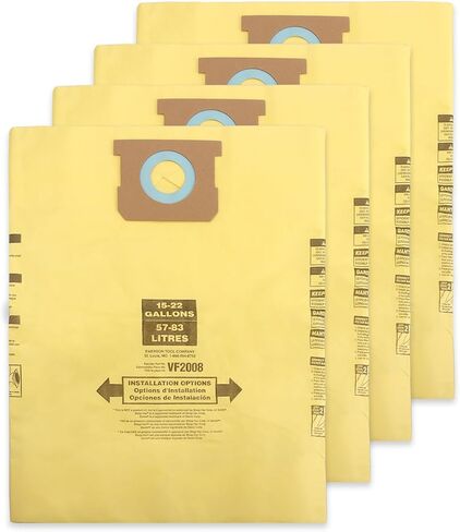 9067333 High Efficiency Disposable Filter Bags for Shop Vac Wet/Dry Vacuum,16 Gallon Filter Bags for Shop-Vac 15-22 Gallon Tanks,9067333 Universal Replacement Vacuum Bags for Dust Collection 4-Pack in Kuwait
