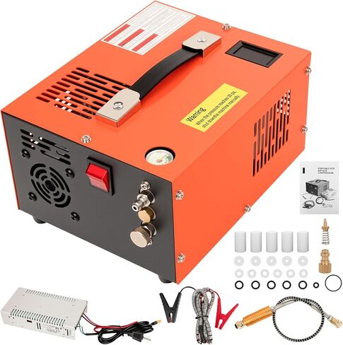 PCP Air Compressor, 4500PSI Portable PCP Compressor, 12V DC/110V AC PCP Airgun Compressor Manual-stop, w/External Power Adapter, Built-in Fan, Suitable for Paintball, PCP Rifle, Pistol, Scuba Bottle in Kuwait