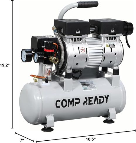 ضاغط هواء محمول سعة 6 جالون 1 حصان 2.5 CFM@90PSI 60 ديسيبل ضاغط هواء فائق الهدوء وخالي من الزيت مثالي لنفخ الإطارات بالهواء المضغوط أداة رش الطلاء in Kuwait