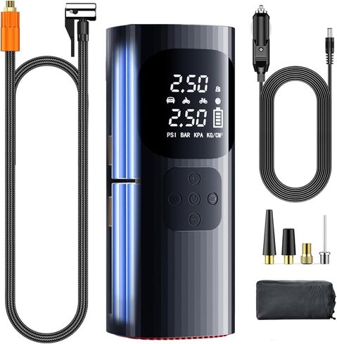 Tire Inflator Portable Air Compressor - 150 PSI Tire Inflator with Dual Power, 5 Preset Modes for Car/Mrcycle/Bicycle/Balls in Saudi Arabia