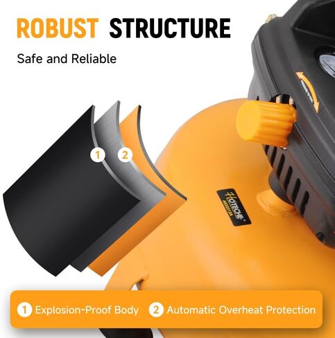 Hoteche 3 Gallon Air Compressor, 1/3HP Portable Air Compressor 100PSI Max Working Pressure, Oil-Free Compressor Tank for Tire Inflation, Spray Painting, Woodwork Nailing, 4700RPM in Kuwait