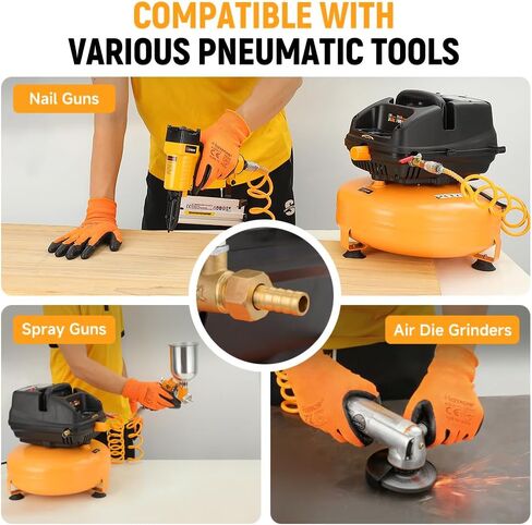 Hoteche 3 Gallon Air Compressor, 1/3HP Portable Air Compressor 100PSI Max Working Pressure, Oil-Free Compressor Tank for Tire Inflation, Spray Painting, Woodwork Nailing, 4700RPM in Kuwait