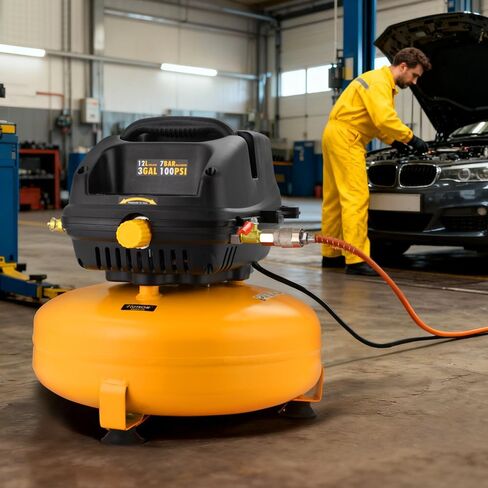 Hoteche 3 Gallon Air Compressor, 1/3HP Portable Air Compressor 100PSI Max Working Pressure, Oil-Free Compressor Tank for Tire Inflation, Spray Painting, Woodwork Nailing, 4700RPM in Kuwait