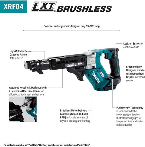 Makita XRF04Z 18V LXT® Lithium-Ion Brushless Cordless 4,500 RPM Autofeed Screwdriver, Tool Only in Kuwait