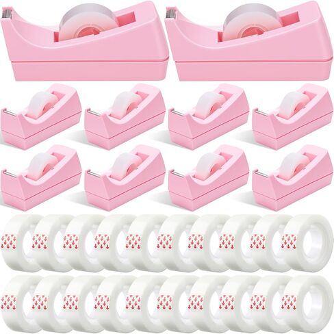 Yahenda 10 Pack Desktop Tape Dispenser Non Skid Base with 0.7 x 985 Inches Invisible Tape Refills Bulk Weighted Roll Dispenser for Office Home School in Kuwait