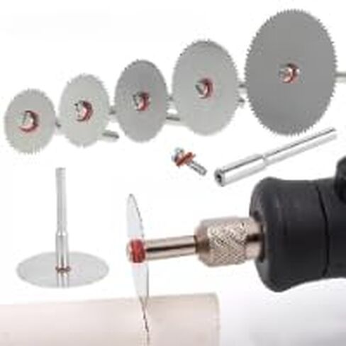 6PCS Mini Circular Saw Blade Set with Mandrel for Rotary Tool, Metal Wood Plastic Cutting Discs for Hobby Precision Cutting, Silvery in Saudi Arabia