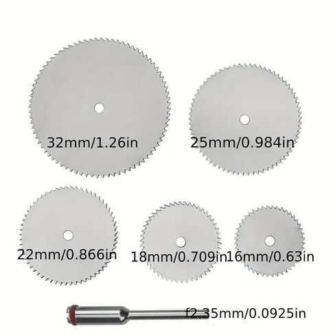 6PCS Mini Circular Saw Blade Set with Mandrel for Rotary Tool, Metal Wood Plastic Cutting Discs for Hobby Precision Cutting, Silvery in Saudi Arabia