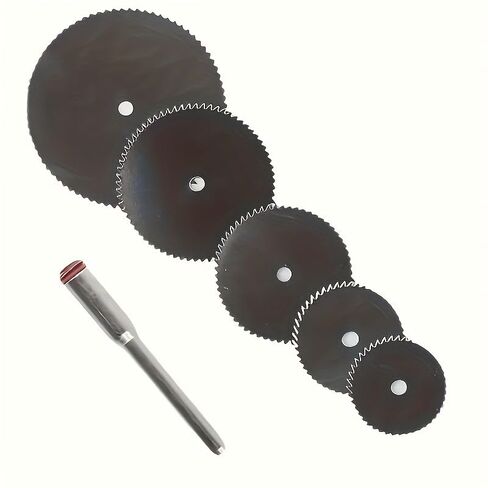6PCS Mini Circular Saw Blade Set with Mandrel for Rotary Tool, Metal Wood Plastic Cutting Discs for Hobby Precision Cutting, Silvery in Saudi Arabia