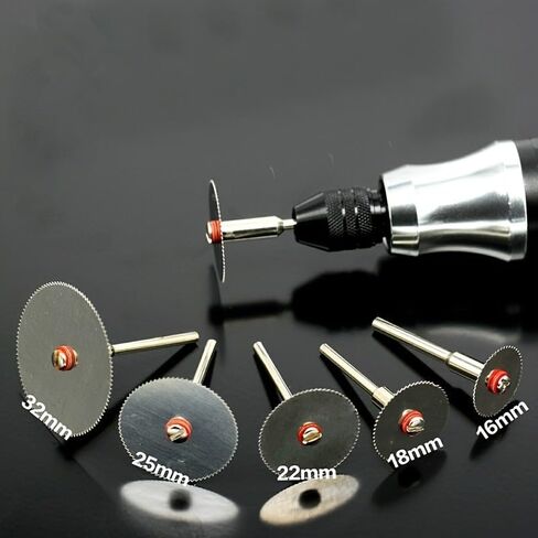 6PCS Mini Circular Saw Blade Set with Mandrel for Rotary Tool, Metal Wood Plastic Cutting Discs for Hobby Precision Cutting, Silvery in Saudi Arabia