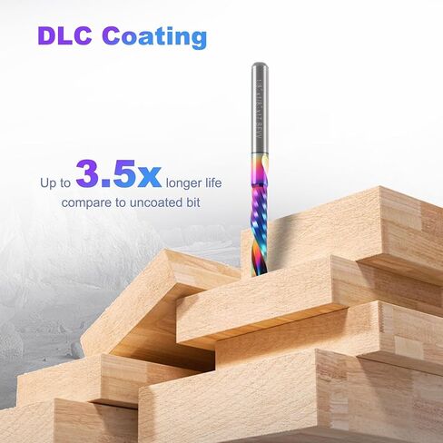 O Flute Router Bits 1/8 Inch Shank, Solid Carbide Down Cut End Mill with DLC Coating, CNC Single Flute Milling Cutters for Aluminium, Plastic, MDF, Wood and Acrylic, Pack of 10 in Kuwait
