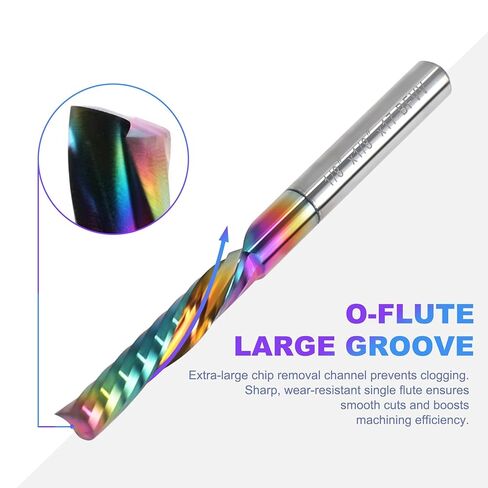 O Flute Router Bits 1/8 Inch Shank, Solid Carbide Down Cut End Mill with DLC Coating, CNC Single Flute Milling Cutters for Aluminium, Plastic, MDF, Wood and Acrylic, Pack of 10 in Kuwait