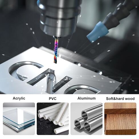 O Flute Router Bits 1/8 Inch Shank, Solid Carbide Down Cut End Mill with DLC Coating, CNC Single Flute Milling Cutters for Aluminium, Plastic, MDF, Wood and Acrylic, Pack of 10 in Kuwait