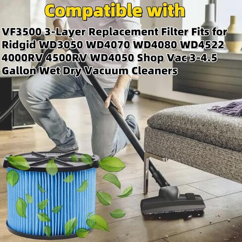 2 قطعة فلتر بديل VF3500 3 طبقات يناسب Ridgid WD3050 WD4070 WD4080 WD4522 4000RV 4500RV WD4050 Shop Vac 3-4.5 جالون مكانس كهربائية رطبة وجافة in Kuwait