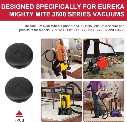 15409-119N عجلات خلفية للمكنسة الكهربائية Eureka Mighty Mite 3600 Series SC3683، SC3686 وSC3681، العجلات الخلفية تناسب أجزاء Eureka Mighty Mite، عبوتان in Kuwait