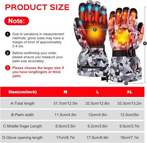 Acroutro Heated Gloves for Men&Women, 5-Temp Settings Camouflage Rechargeable with 7.4V 3200mAh Rechargeable Battery, Waterproof Touchscreen Winter Gloves for Skiing,Motorcycle, Work, Hunting in Saudi Arabia