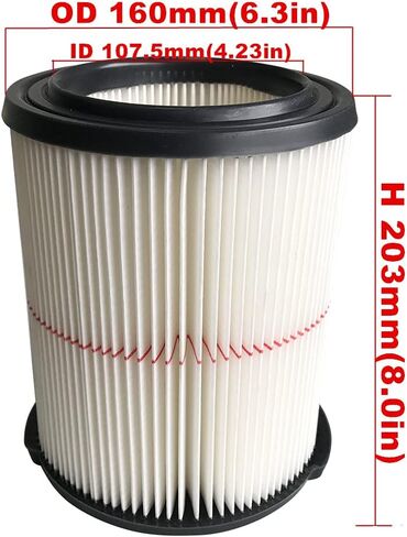 فلتر مكنسة كهربائية خرطوشة 38754 يناسب الحرفيين - 009-38754 CRAFTSMAN CMXZVBE38754 شريط أحمر للأغراض العامة رطب/جاف لمكانس متجر 5 إلى 20 جالون - 38754 (أبيض) (عبوة واحدة) in Kuwait