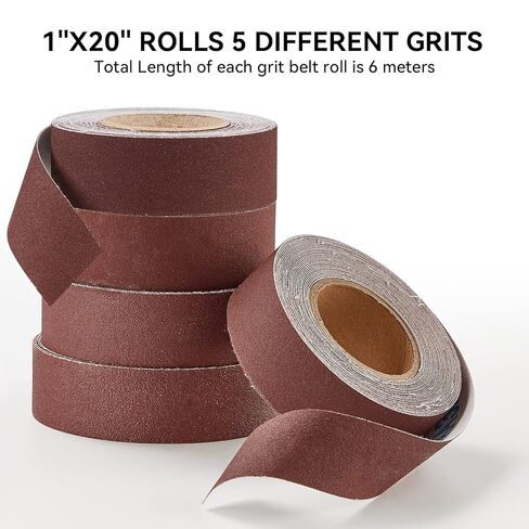 5 Grits Emery Cloth Roll, 150 240 320 400 600 Grits Per Roll 6 Meters，Abrasive Sandpaper Roll with Dispenser，Sandpaper for Metal and Wood Furniture in Kuwait