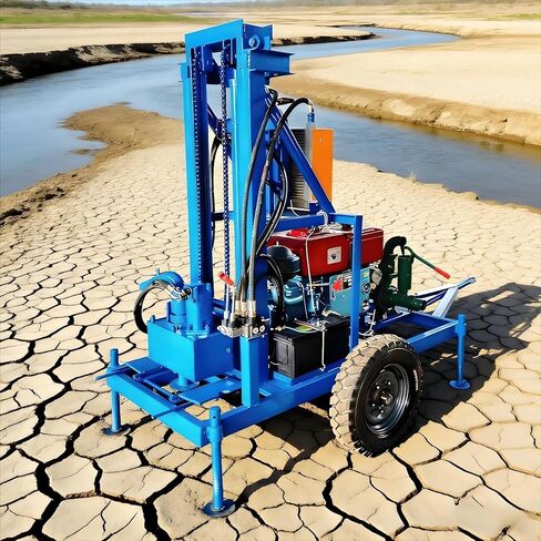 High Efficiency Hydraulic Water Well Drilling Rig Easy Operation Portable Well Drill Machine Complete Accessories for All Formation Home Farm Industrial Commercial Water Well Drilling Use in Kuwait