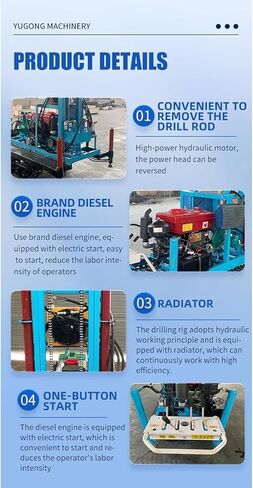 Water Well Drilling Rig Customizable Portable Hydraulic Borehole Equipment for Residential Backyards Small Farms Remote Areas Easy Maneuverability with Rolling Wheels in Kuwait