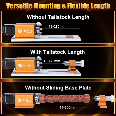 FoxAlien 4th Axis Rotary Module for Masuter 3S, XE-Ultra, XE-PRO CNC Router Machine, with NEMA23 Closed Loop Stepper 10:1 Reduction Gearbox for Cylindrical Wood Metal Engraving (AC57-10) in Kuwait