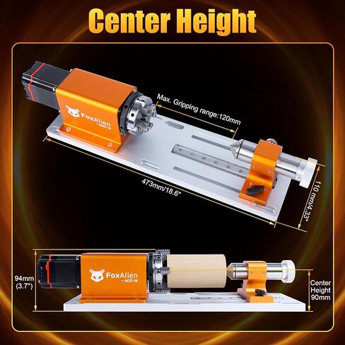 FoxAlien 4th Axis Rotary Module for Masuter 3S, XE-Ultra, XE-PRO CNC Router Machine, with NEMA23 Closed Loop Stepper 10:1 Reduction Gearbox for Cylindrical Wood Metal Engraving (AC57-10) in Kuwait