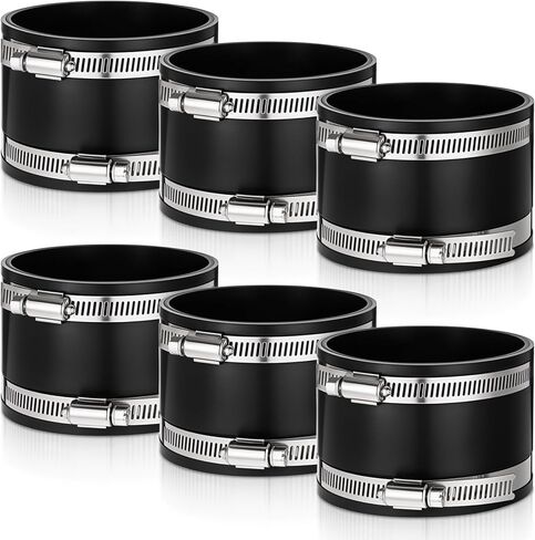 6 Pcs 4 Inch Dust Control Flex Cuff with Steel Hose Clamps, Hose Connector Rubber Cuff Coupler Flexible PVC Coupling For Woodworking Dust Collection Fittings, Dust Collector Accessories in Kuwait