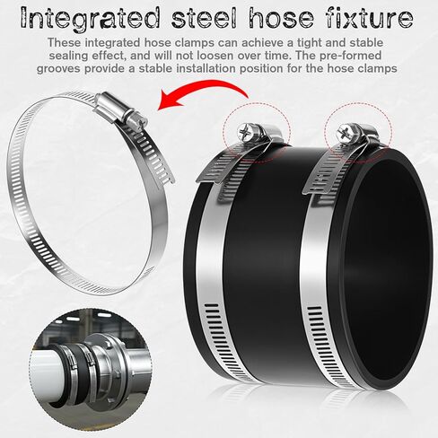 6 Pcs 4 Inch Dust Control Flex Cuff with Steel Hose Clamps, Hose Connector Rubber Cuff Coupler Flexible PVC Coupling For Woodworking Dust Collection Fittings, Dust Collector Accessories in Kuwait