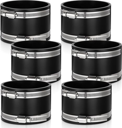 6 Pcs 4 Inch Dust Control Flex Cuff with Steel Hose Clamps, Hose Connector Rubber Cuff Coupler Flexible PVC Coupling For Woodworking Dust Collection Fittings, Dust Collector Accessories in Kuwait