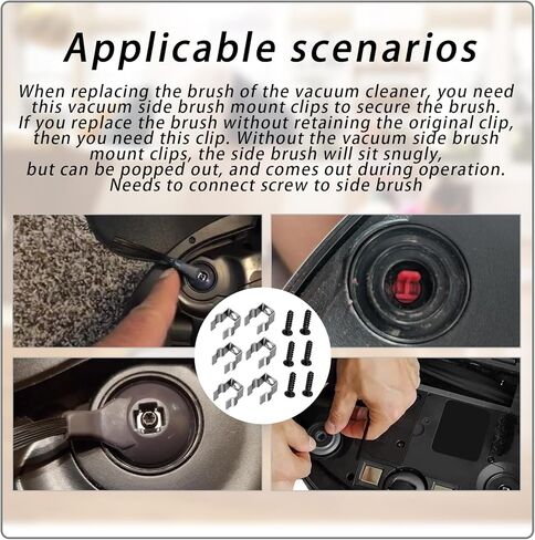 XTPTFABS 6Pcs Stainless Steel Vacuum Side Brush Mount Clips with Screw Compatible with Shark IQ and AI AV2501S Robot Vacuum, Not Fits for ION modle in Kuwait
