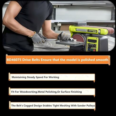 BD46075 Cog Drive Belt Sander Belt for Ryobi Models BD46075 BD4601, BD4600, BD4601G Disc Sander Replaces (2-Pack) in Kuwait