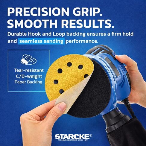 5" 8-Hole Sanding Discs 100 Pack 180 Grit – Aluminum Oxide Hook & Loop Orbital Sander Pads, Professional Grade, Dust Extraction, Made in Germany in Kuwait