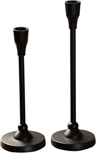 Rely+ Black Metal Candlestick Holders Set of 2 – Premium Taper Candle Holders for Home Décor, Dining Table Centerpiece, Mantel, Wedding & Party Decorations in Saudi Arabia