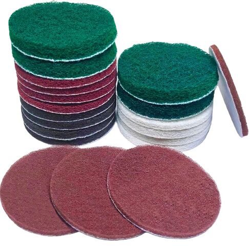 20 PCS 4 Inch 120-2000 Grit Hoop and Loop Scrubber Scouring Pads Drill Scuffing Disc Flocking Scuff Pads, Conditioning Discs Polishing Pads for Furniture Automotive Cleaning, Rust Removal in Kuwait