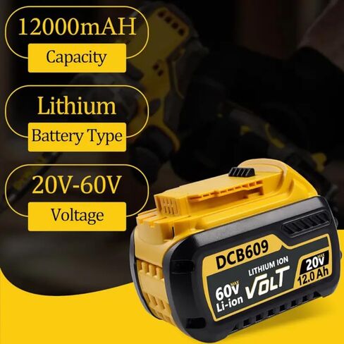 DCB609 لبطارية ديوالت، متوافقة مع أدوات الطاقة ديوالت 20 فولت/60 فولت 12000 مللي أمبير في الساعة in Kuwait