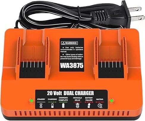 WA3875 Replace 20V Worx Battery Charger WA3770 Li-ion Dual Port Charger Compatible with Worx 20V Battery WA3525 WA3575 WA3578 WA3520 WA3544 WA3669 WA3674 in Kuwait