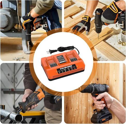 WA3875 Replace 20V Worx Battery Charger WA3770 Li-ion Dual Port Charger Compatible with Worx 20V Battery WA3525 WA3575 WA3578 WA3520 WA3544 WA3669 WA3674 in Kuwait