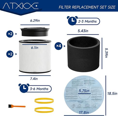 90304 Replacement Filter, 90107 dry filter, 90585 Foam Sleeve Compatible with shopvac filter 90304 90350 90333 90585, Fits Most 5 Gallon and Above Wet Dry Vacuum Cleaner (1+1+3+3+6+1) in Kuwait