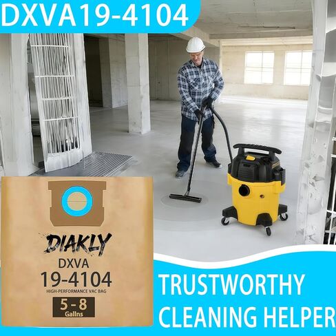 6 عبوات من أكياس فلتر المكنسة الكهربائية DXVA19-4104 عالية الكفاءة بديلة للمكانس الكهربائية الرطبة/الجافة بسعة 5-8 جالون من ديوالت (DXV08SA، DXV05P، DXV06PL)، أكياس تفريغ متجر للاستعمال مرة واحدة، استبدال حقيبة جمع الغبار in Kuwait