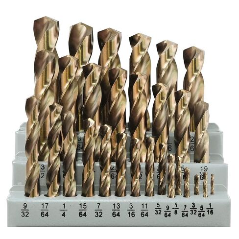 GMTOOLS 29Pcs Cobalt Drill Bits Set, 4341 HSS, 135 Degree Tip, Twist Jobber Length Drill Bit Kit for Hardened Metal, Cast Iron, Stainless Steel, Plastic and Wood with Indexed Storage Case 1/16"-1/2" in Kuwait