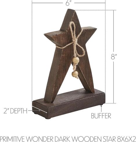 VHC Brands Primitive Wonder Dark Wooden Star 6.5x5x2 in Saudi Arabia