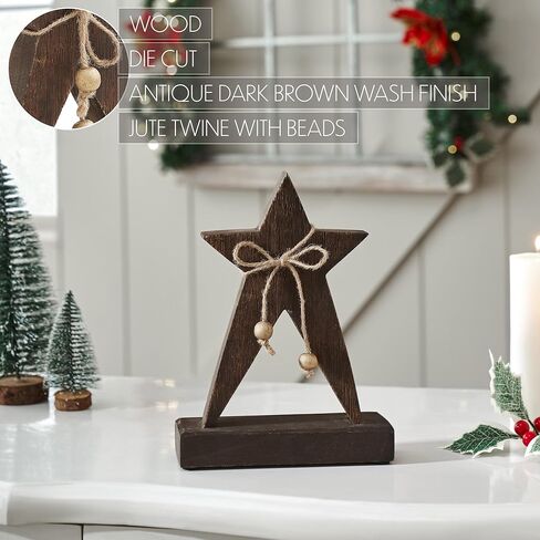 VHC Brands Primitive Wonder Dark Wooden Star 6.5x5x2 in Saudi Arabia