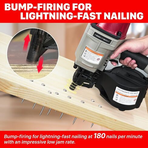 KEENTECH Pneumatic Siding Nail Gun for 1-3/4" to 2-3/4" 15-Degree Nails, Coil Siding Nailer with Bump Firing for Fast Nailing Speed, Coil Nail Gun for Pallet, Siding, Crating, Decking, Framing, CN70 in Kuwait