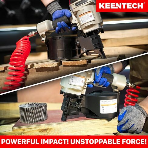 KEENTECH Pneumatic Siding Nail Gun for 1-3/4" to 2-3/4" 15-Degree Nails, Coil Siding Nailer with Bump Firing for Fast Nailing Speed, Coil Nail Gun for Pallet, Siding, Crating, Decking, Framing, CN70 in Kuwait