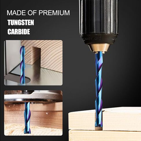 2 Pack Extra Long CNC Spiral Router Bits Up Cut 1/4 inch Shank, 2 inch Cutting Length Long Router Bits, 1/4 Carbide End Mill with Nano Blue Coated Spiral CNC Router Bit for Wood Carving in Kuwait