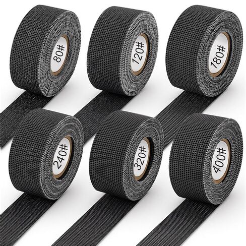 Loopeer 6 Roll Copper Pipe Mesh Sanding Cloth Roll, 80 120 180 240 320 400 Grits, 1-1/2" x 5.47 yd (16 Ft) Mesh Sandpaper, Flexible Anti-Clog Abrasive for Copper Pipe, Plumbing, Metal & Wood in Kuwait