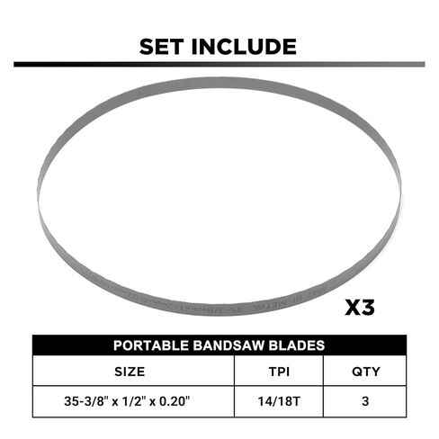 Mayouko 35-3/8 Inch Bandsaw Blade 14/18 TPI for Milwauk* and D*Walt Portable Band Saw Blade，35-3/8" x 1/2" x .020" 14/18 TPI, 3-Pack in Kuwait