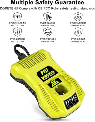 متوافق مع شاحن بطارية Ryobi 18V، شاحن P117 متوافق مع Ryobi 12V-18V One+ بطارية ليثيوم NiCad NiMh P108 P107 P109 in Kuwait