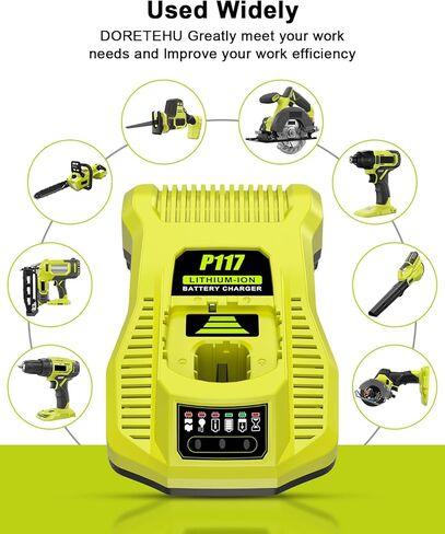 متوافق مع شاحن بطارية Ryobi 18V، شاحن P117 متوافق مع Ryobi 12V-18V One+ بطارية ليثيوم NiCad NiMh P108 P107 P109 in Kuwait