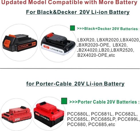 شاحن بطارية ليثيوم 20 فولت سريع متوافق مع بلاك اند ديكر LBXR20 LBXR2020 LB2X4020 وكابل بورتر بطارية ليثيوم 20 فولت PCC685L PCC680L PCC681L، PCC692L in Kuwait